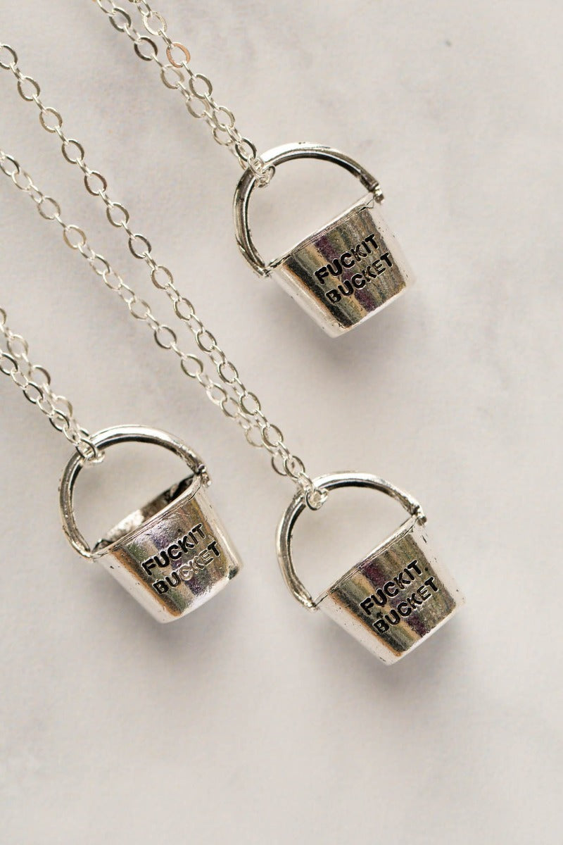 Fuckit Bucket™  Necklace Pewter - Swear Word Jewelry